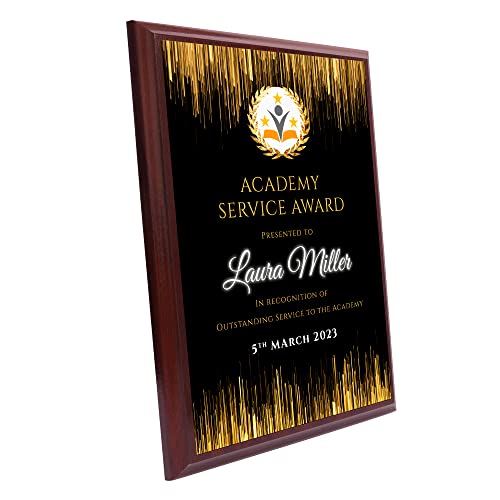9" X 12" Custom Wall Plaque For Awards And Recognition, High Gloss Mahogany Finish Plaque With Keyholed Back For Vertical And Horizontal Hanging, Personalized Plaque For Office Wall Decor (Design A) #TOP1