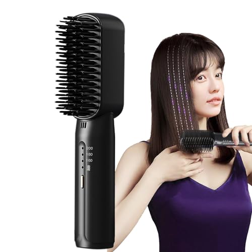 Alisador de cabello recargable, cepillo alisador de cabello con calefacción, funciona con pilas recargables, alisador de cabello inalámbrico para un cabello suave y antiencrespamiento Tongfeng