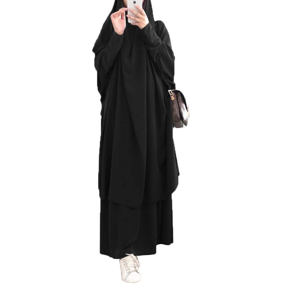 Muslim Two-Piece Prayer Dress for Women Abaya Dress Islamic Middle East Dubai Maxi Abaya Kaftan with Full Length Hijab Dress