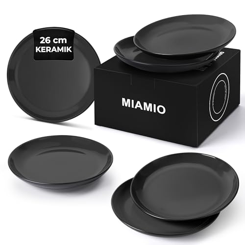 MIAMIO – 6 teiliges Teller/Speiseteller Set aus Steingut Keramik...