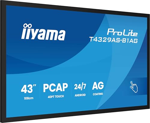 iiyama ProLite 109 cm 43 Zoll Diagonalklasse LCD-Display mit LED-Hintergrundbeleuchtung Digital Signage Touchscreen Multi-Touch 4K UHD 2160p 3840 x 2160 Direct LED schwarz Blende matte Oberfläche