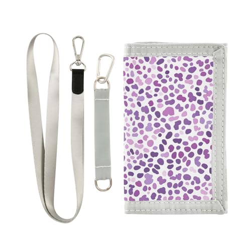 zyrtty Kids Wallets for Boys Girls Ages 4-18 Trifold, Purple Leopard Pattern Wallet with Zippered Coin Pocket and Card Holders, Novelty Wallet for Childrens Birthday Gifts