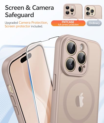 Image of FNTCASE for iPhone 14 Pro Max Case: [Compatible with Magsafe] Translucent Matte Cases with [Full Camera Protection] [Screen Protector] Military Grade Shockproof Protective Phone Cover - Desert Gold
