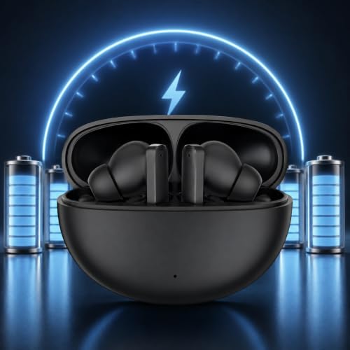 Image of J1 Air Buds Bluetooth 5.4 Truly Wireless Earbuds with 36 Hours Playtime, Deep Bass Sound, Touch Controls, Fast Pairing, HD Calling, Sweat Resistant TWS Earphones with Charging Case (Black)