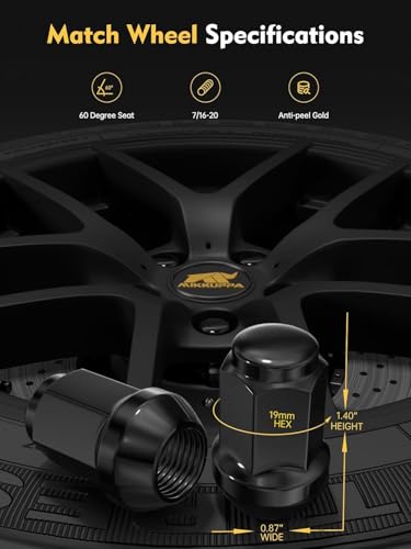 Image of MIKKUPPA 7 /16-20 Wheel Lug Nuts, Black 24PCS Closed End Solid Tire Nut | Replacement for 1984-1986 4runner, 1969-1987 Blazer, 1970-1987 Jimmy, 1960-1987 K10 Aftermarket Wheel