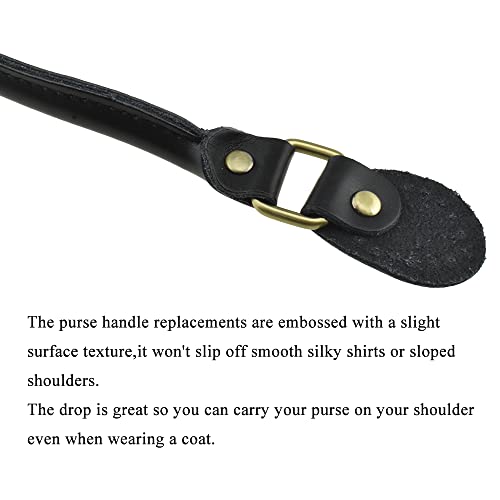 Image of HAHIYO Purse Handle Replacement Cowhide Leather Handle Strap Shoulder Handbag Tote Belt Sturdy Easy Clip on Attach Stay on Not Slip off Not Leave Mark on Body 24.4inch 2PCS