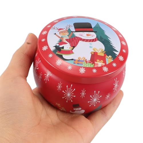 Tarro de lata de hierro para velas navideñas de 4.4oz BESTonZON, pack de 6 piezas redondas 5