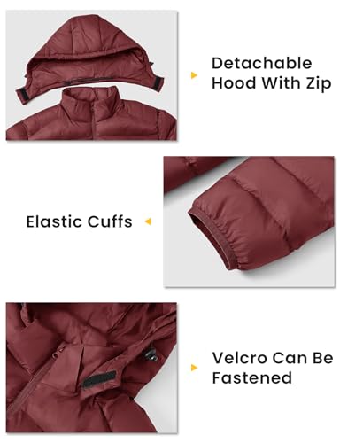 Image of TBMPOY Men's Lightweight Puffer Jackets Detachable Hood Water-Resistant Casual Winter Coat Hooded Insulated for Travel Ski