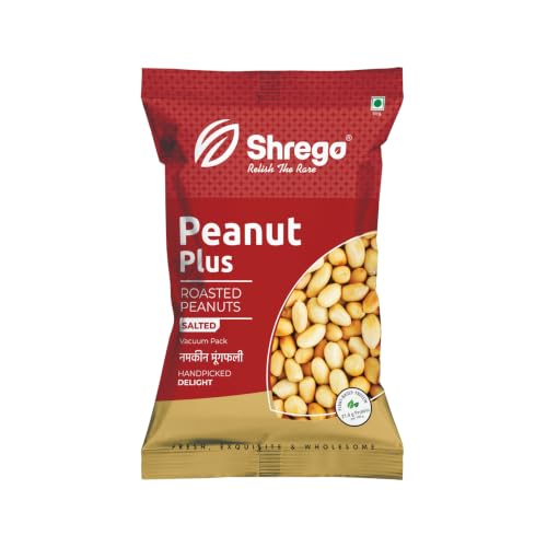 Image of Shrego Peanut Plus Roasted Peanuts Salted 180 g | Vacuum Packed | Dry Roasted Groundnuts | Lightly Salted Crunchy Snack | Namkeen Moongfalli