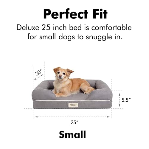 Friends Forever Memory Foam Orthopedic Dog Bed Lounge Sofa, Machine Washable Removable Cover, Premium Extra Soft Faux Suede Edition, Indoor Calming Couch Mattress With Bolster Rim , Pewter Grey Small #TOP6