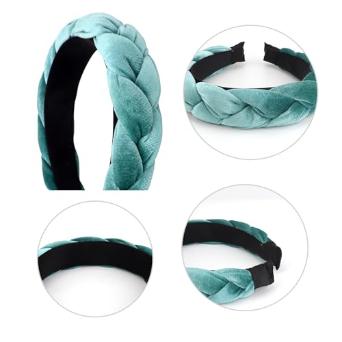 Image of DRESHOW Braided Headbands for Women Velvet Hair Hoop Elastic Criss Cross Hair Bands Accessories