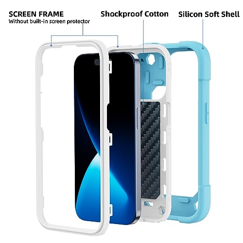 Image of MARKILL Compatible with iPhone with Built-in 360Rotating Ring Stand, Military Grade Drop Protection Full Body Rugged Heavy Duty Case Durable Cover (Ice Blue, iPhone 15 Pro Max 6.7 inch)
