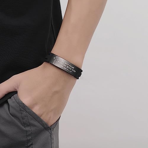 Stainless Steel Sport Bible Verse Bracelet, Silicone Mantra Quotes Christian Gifts – Christian Bracelet for Men and Women3