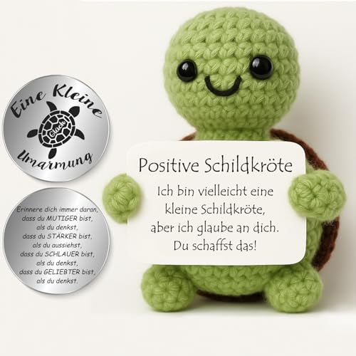 Tixlux Pocket Hug Positive Schildkröte, Kreative Strickwolle Schildkröte Figur und Kleine Umarmung Glücksbringer, MutmacherGeschenk, Gute BesserungGeschenk, Abschluss Geschenk