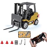 RCフォークリフト 1/64スケール 2.4G 10KM/h フルプロポーショナルミニRCトランスポート車両 (4*12*7cm) 、コントローラー、カーゴフック、 フォークリフト、パレット付き 屋内屋外おもちゃギフト 大人向け 玩具ギフト ハロウィン クリスマス プレゼント