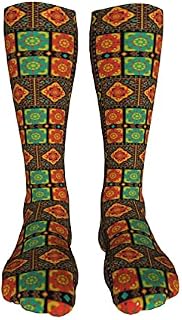 702 Unisex Sports Socks Colorful Patchwork Retro Walking Socks Classic Men’S Socks Breathable Socks For Walking Football 50Cm