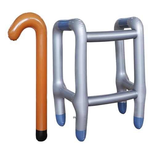 Aufblasbare Gehhilfe und Aufblasbarer Spazierstock 2 Stück, Aufblasbare Gehhilfe und Gehstock Set, Rollator Aufblasbar für Ihr Kostüm als Oma oder Opa zum Karneval Fasching Cosplay Aufblasbare Gehhilfe und Aufblasbarer Spazierstock 2 Stück, Aufblasbare Gehhilfe und Gehstock Set, Rollator Aufblasbar für Ihr Kostüm als Oma oder Opa zum Karneval Fasching Cosplay