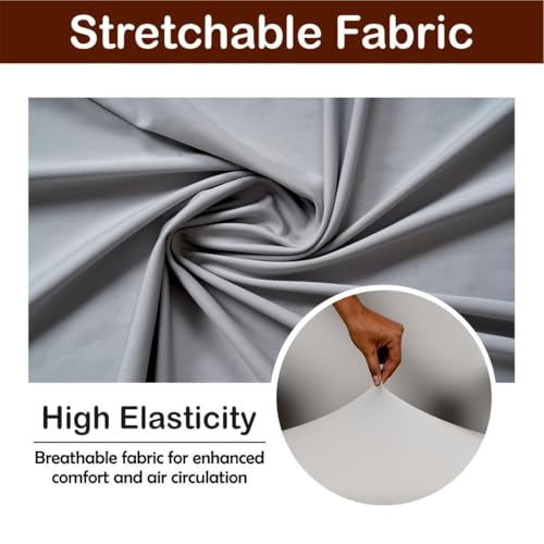 Image of Eleganta Stretch Boss Office Chair Cover Printed Computer Chair Covers with Armrest Cover Universal Removable Spandex Rotating Chair Slipcovers Soft Desk Chair Seat Protector Solid Grey (Pack of 2)