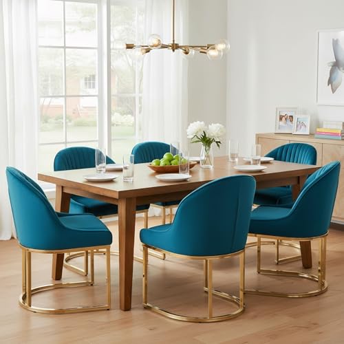 Teal Modern Dining Room Chairs Set of 6