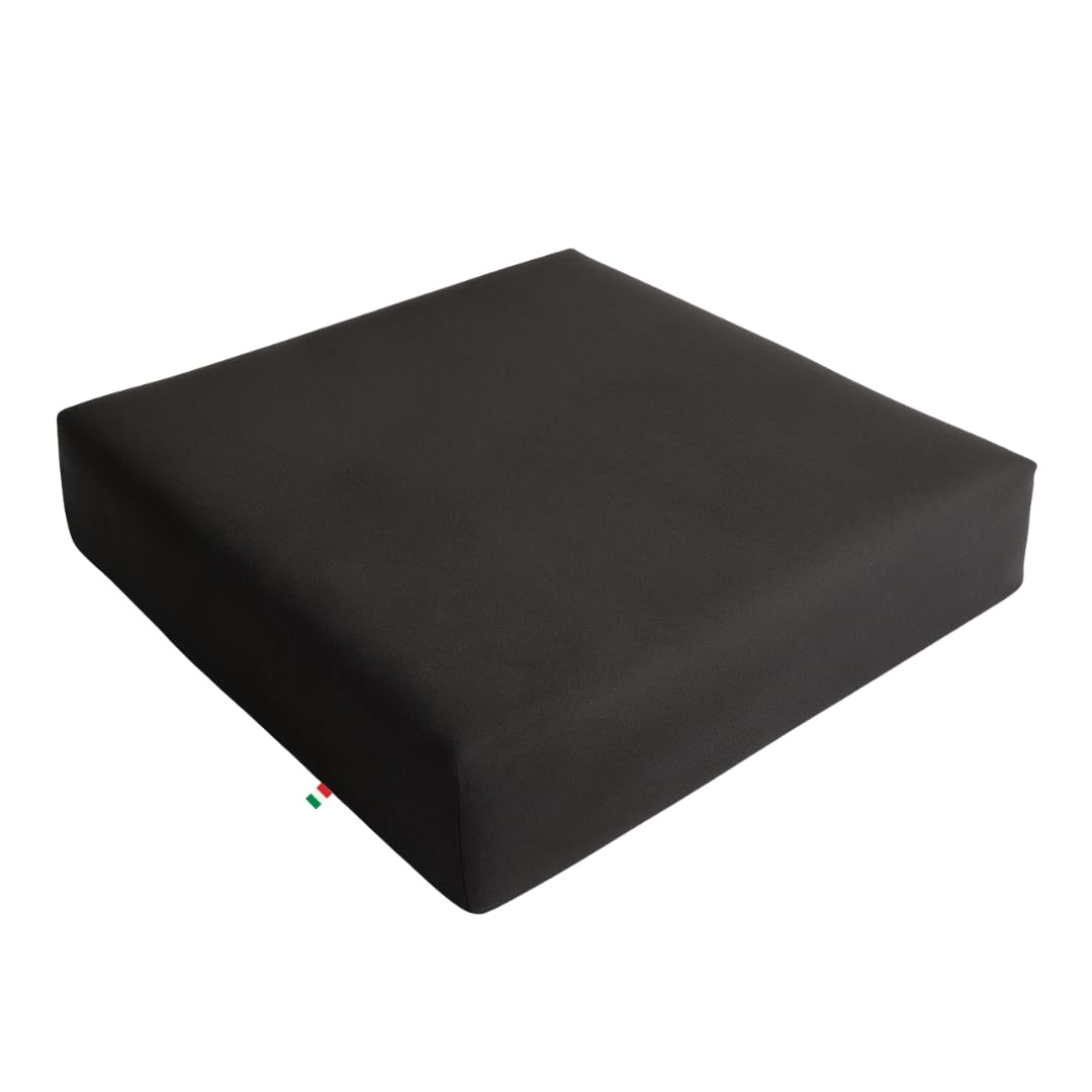 GM Cuscino antidecubito per sedia a rotelle 42x42x8 cm cuscino antidecubito per sedia in Memory foam e poliuretano cuscino carrozzina poltrona per anziani Made in Italy (Nero)