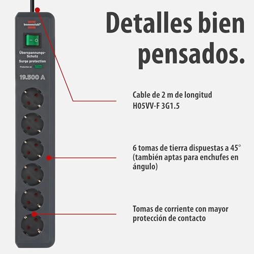Regleta con 4 tomas Brennenstuhl Secure-Tec de 2m antracita 4