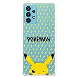 Imagen describiendo el producto Funda Oficial de Pokémon para Samsung Galaxy A32 4G - Pikachu Fondo Rayos