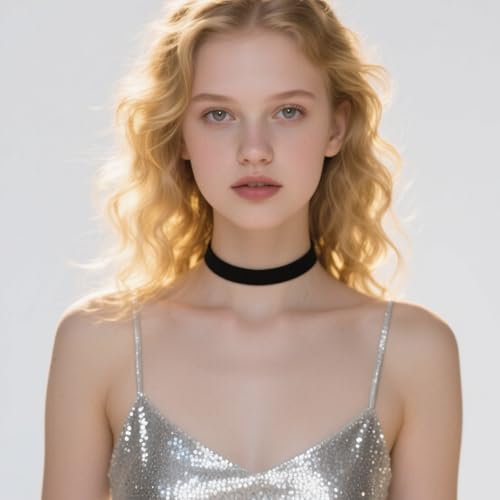 Schwarze Choker Kette Damen Set, 3-teiliges Samtband Schwarz Collar Halskette, Verstellbare Halsband Damen, Halsreif für Frauen, Klassische Gothic Tattoo Kette 90er für Halloween Cosplay und Party