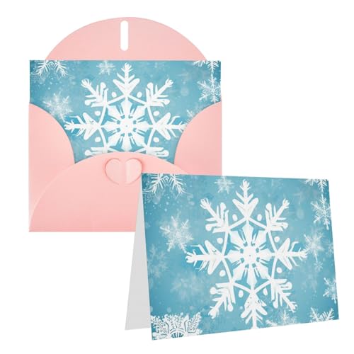 QMNEHJ グリーティングカード サンキューカード 封筒付き ブランクノートカード 4x6インチ バースデーカード 冬 雪の結晶 ウェディングカード お悔やみカード おもしろい 思考カード あらゆる機会に