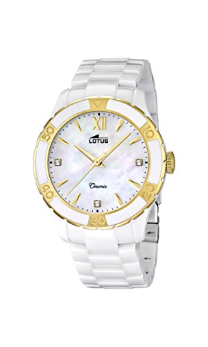 Montre femme Lotus 15929/2 en céramique blanche finissez-en avec les rayures au poignet
