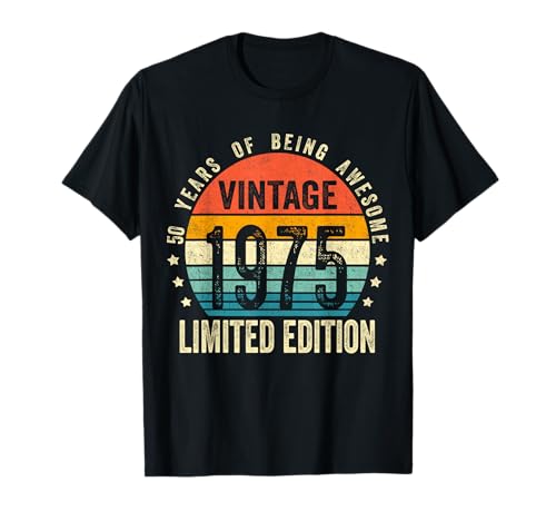 Vintage 1975 50th Birthday Gift Men Women 50 Years Old T-Shirt