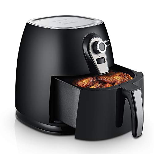 1400W Air Fryer, Healthy Smokeless Low-Fat Non-stick Multi-Cooker Oilless Cooker, 4L 3.8QT Capacity with Timer and Temperature Control and Detachable Basket Handles (Black)