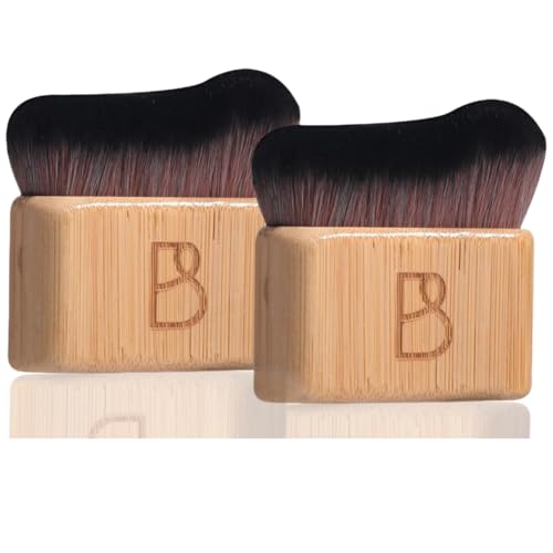 BS-MALL Self Tanning Body Brush Makeup Brushes Set of 2 – Multi-Purpose Body Brush & Ultra-Soft Synthetic Bristles, Perfect for Face & Body Application & Travel & Daily Use (Bamboo)