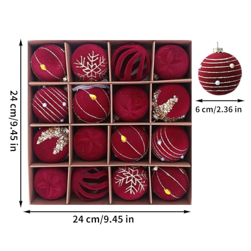 Boules de Noël 16 pièces à suspendre avec effet flocké anti-reflet