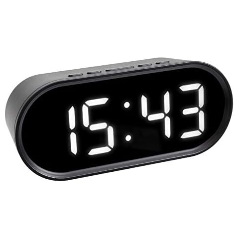 TFA Dostmann digital alarm clock with LED luminous digits, including internal temperature, adjustable snooze duration, plastic, black, (L) 150x(W) 50x(H) 65 mm, batteries 3 x 1.5 V AAA (not included) Cover