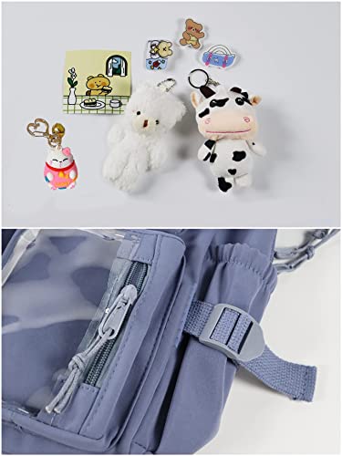 Kawaii Backpack with Pin and Pendant，Cute Aesthetic Backpack ，Outdoor Sports Leisure Bag for Girls and Boys (blue,one size)4