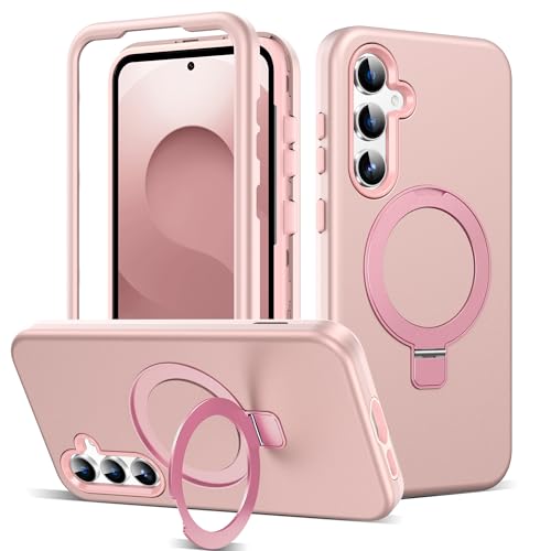 DuiDuiQ Compatible with Samsung Galaxy S26 Case with Magnetic Ring Stand [Compatible with Mag-Safe][Military Grade Drop Protection][Build in Kickstand] Galaxy S26 Phone Case 6.3",Rose Gold