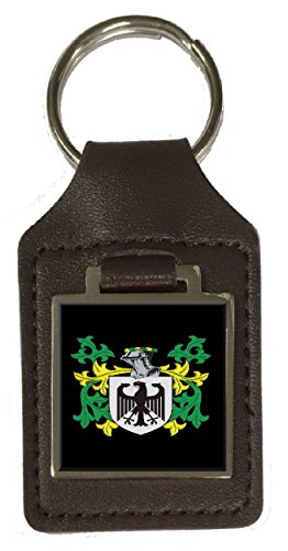 Porte-clés en cuir avec blason héraldique Rakett marron de luxe