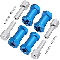 CENPEK 4er Pack RC Spurverbreiterungen 12mm Hex Drive Naben Combiner Coupler Aluminium 25mm Offset Verlängerung für 1/10 RC Crawler Autoteile-Blau