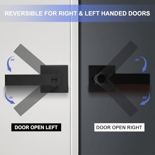 Privacy Door Levers, 4 Pack Matte Black Door Handles Heavy Duty Bed and Bath Door Locks Interior Keyless Locksets, Reversible for Left Right Handed Doors