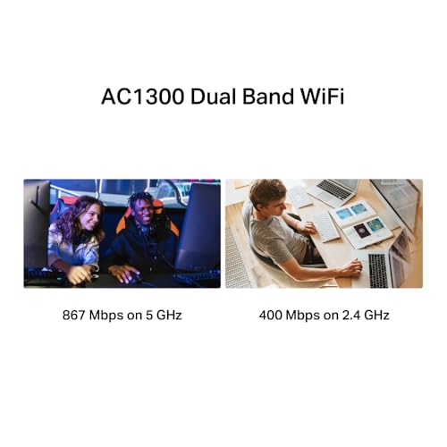 Mercusys MA30H AC1300 Dwupasmowy Adapter USB WiFi | 867 Mb/s (5 GHz) + 400 Mb/s (2.4 GHz) | Antena o Wysokim Zysku z Regulacją | MU-MIMO | Zabezpieczenie WPA3 | Plug & Play | Windows 10/11