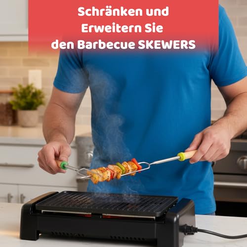 6 Stück Lagerfeuer,31-81 cm Grillspieße Teleskop Marshmallow,Grillspieße mit zwei Ölpinseln,Edelstahl Marshmallow Spieße Mit Verstellbarer Länge,Grillstab mit isolierten Griffen für Camping Grill 