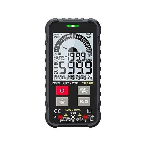 600V デジタルマルチメータ Ture RMS AC DC NCV スマートマルチメトロテスターオーム容量 電圧計(118B black)