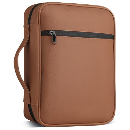 CDBXPRG Bible Cover, Bible Carrying Book Case for Women,Protective Church Organizer Holder Bag with Handle Pockets,Christian Gift for Girls Boy and Men ALL Brown