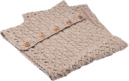 Aran Woollen Mills 100% Merino Wool Snood Scarf With Buttons Wicker #TOP1