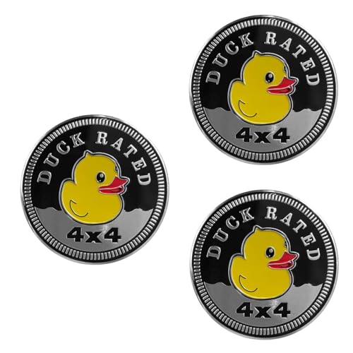 Image of 3Pcs Duck Rated Metal Car Badge Stickers for Jeep Wrangler,4 x 4 Decals,Round Auto Car Emblem Sticker 3D,Metal Automotive Car Badge, Decorative Sticker for Motorcycle Vehicles Bumpers Trucks Stickers