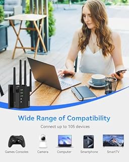 1200Mbps Dual Band 5GHz/2.4GHz WiFi Extender, WiFi Extender Signal Booster, 12880 Sq.Ft Coverage, 105-Device Support, Setup for Home & Outdoor Use