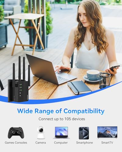 image for GEYILO 1200Mbps Dual Band 5GHz/2.4GHz WiFi Extender, WiFi Extender Sig