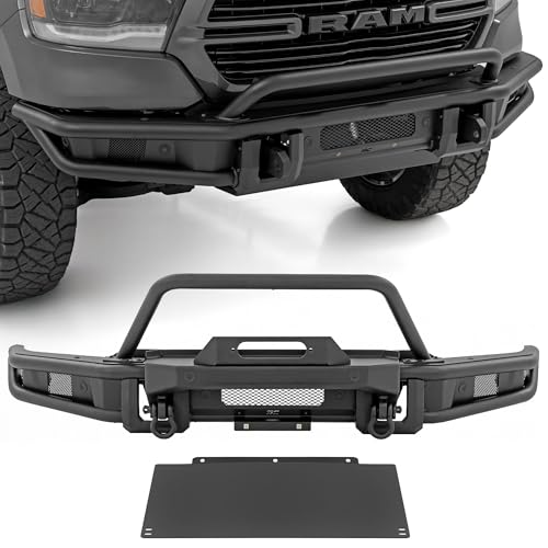 Rough Country Tubular Front for Ford Ram 1500 (2019–2024) w/Skid Plate, Stinger Bar & D-Rings – Sensor Compatible