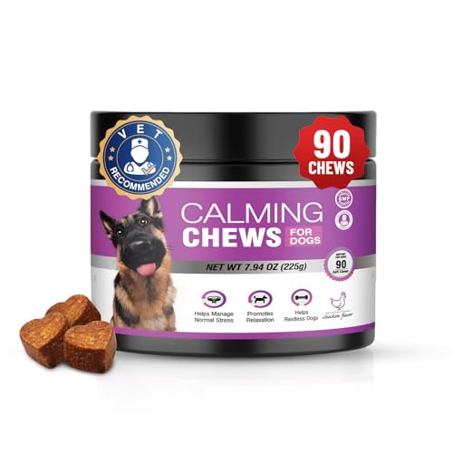 Image of Calming Chews for Dogs 90pc Dog Calming Treat and Bites with Melatonin - Anxiety and Stress Relief Treats for Dogs Puppy Sleep Aid Calm Dog with Noise,Thunder, Barking, Separation,Chewing