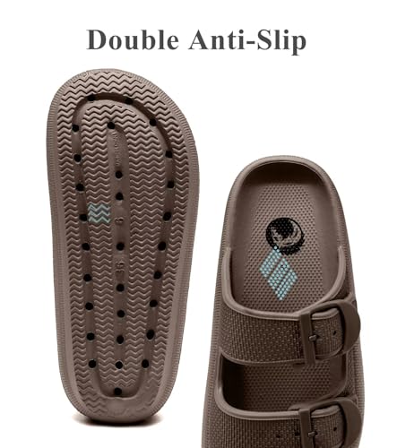 Image of Haifago Cloud Slide Sandals for Women Comfort Recovery Pillow Sandal, Lightweight House Bathroom Shower Slippers Adjustable Double Buckle Platform Slide